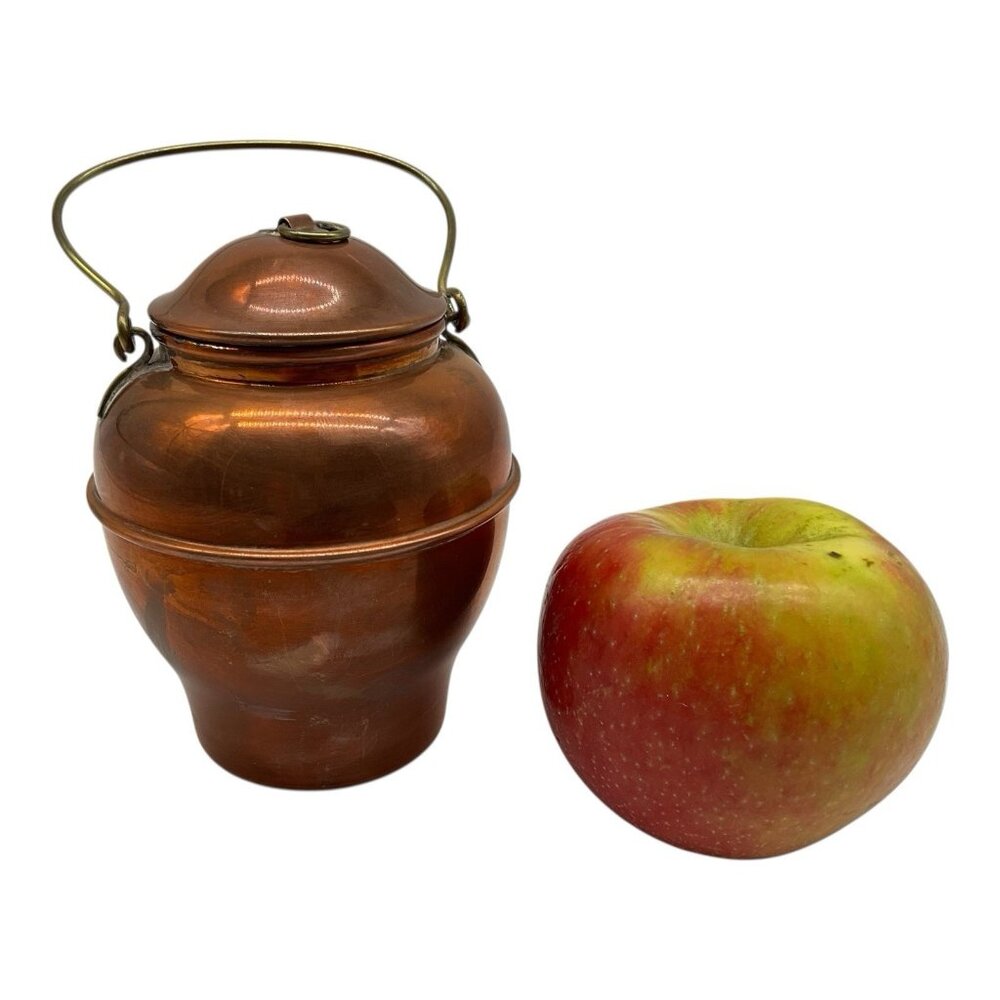 Antique Swedish Copper Ware Copper Pot, Pail, or Churn with Lid and Handle 5.5"